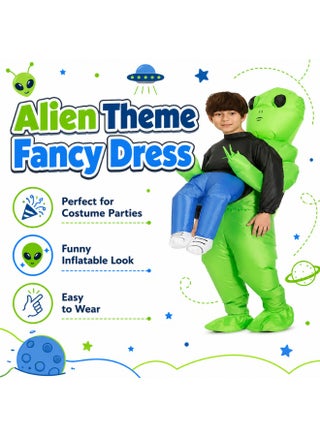 Kids Inflatable Alien Abduction Costume – Funny Carry-Me Illusion Outfit For Halloween & Parties M - view 2