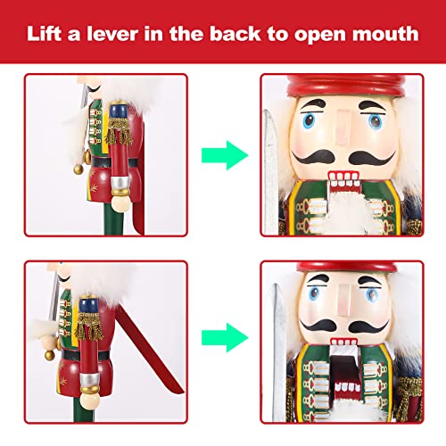 SurpriseSeptember 4PCS Christmas Nutcrackers Ornaments Set, Traditional Painted Wooden Nutcracker Soldiers Doll, 12 inch Nutcracker Figures Holiday Party Tabletop Christmas Decorations - Image 5