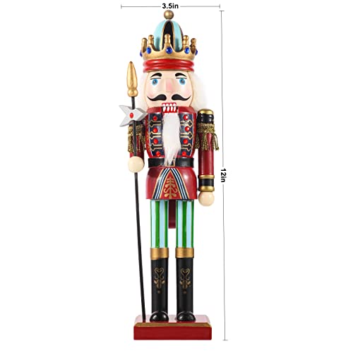SurpriseSeptember 4PCS Christmas Nutcrackers Ornaments Set, Traditional Painted Wooden Nutcracker Soldiers Doll, 12 inch Nutcracker Figures Holiday Party Tabletop Christmas Decorations - Image 2