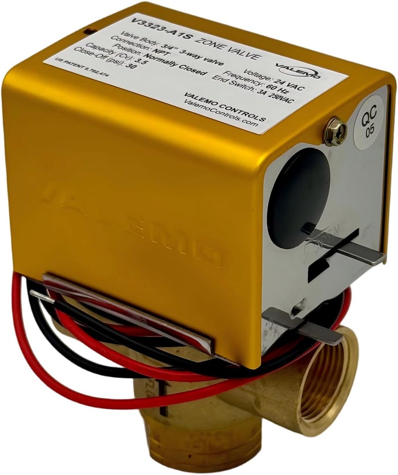 Valemo V3323-A1S Motorized Zone Valve, 3-way, 3/4" Threaded NPT, Normally Closed, 24 VAC with End Switch - Image 4
