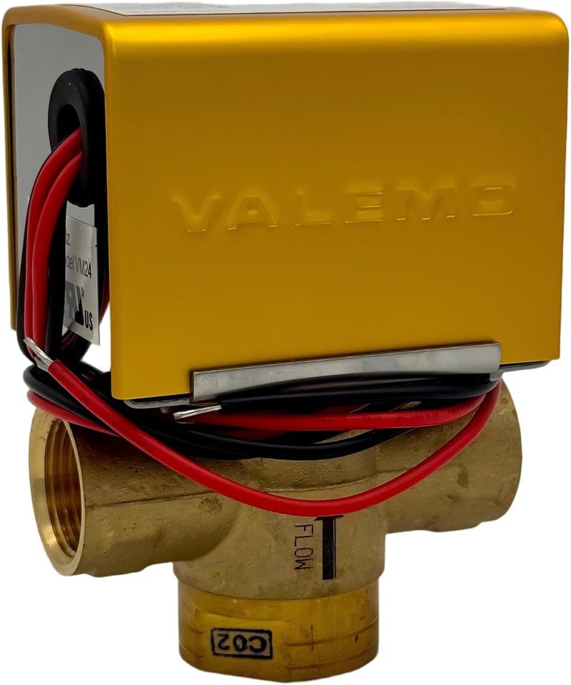 Valemo V3323-A1S Motorized Zone Valve, 3-way, 3/4" Threaded NPT, Normally Closed, 24 VAC with End Switch - Image 2