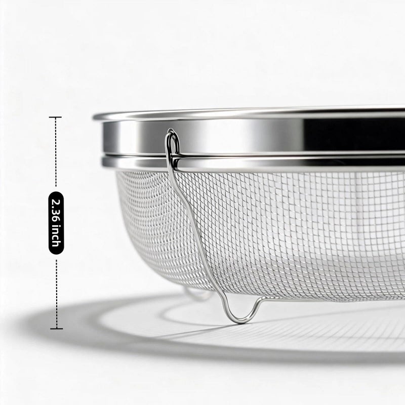 DOPMEP Fine Mesh Strainer for Kitchen, Stainless Steel Colander Bowl for Pasta, Rice, Fruit, Metal Net Baskets with Resting Base - Strain, Drain, Rinse (Diameter 9.84 inch) - Image 3