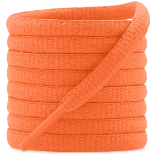 DELELE 2 Pair Oval Shoes laces Half Round 1/4" Athletic Shoelaces Shoe Strings Fluorescent Orange-51 inch - Image 1