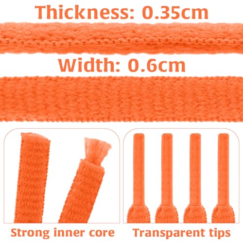 DELELE 2 Pair Oval Shoes laces Half Round 1/4" Athletic Shoelaces Shoe Strings Fluorescent Orange-51 inch - Image 3