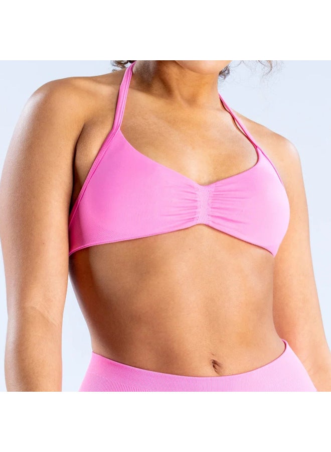 Seamless Yoga Halter Top High Elastic Showing Yoga Pants Fitness Trousers Suspender Sports Bra Set - Image 2