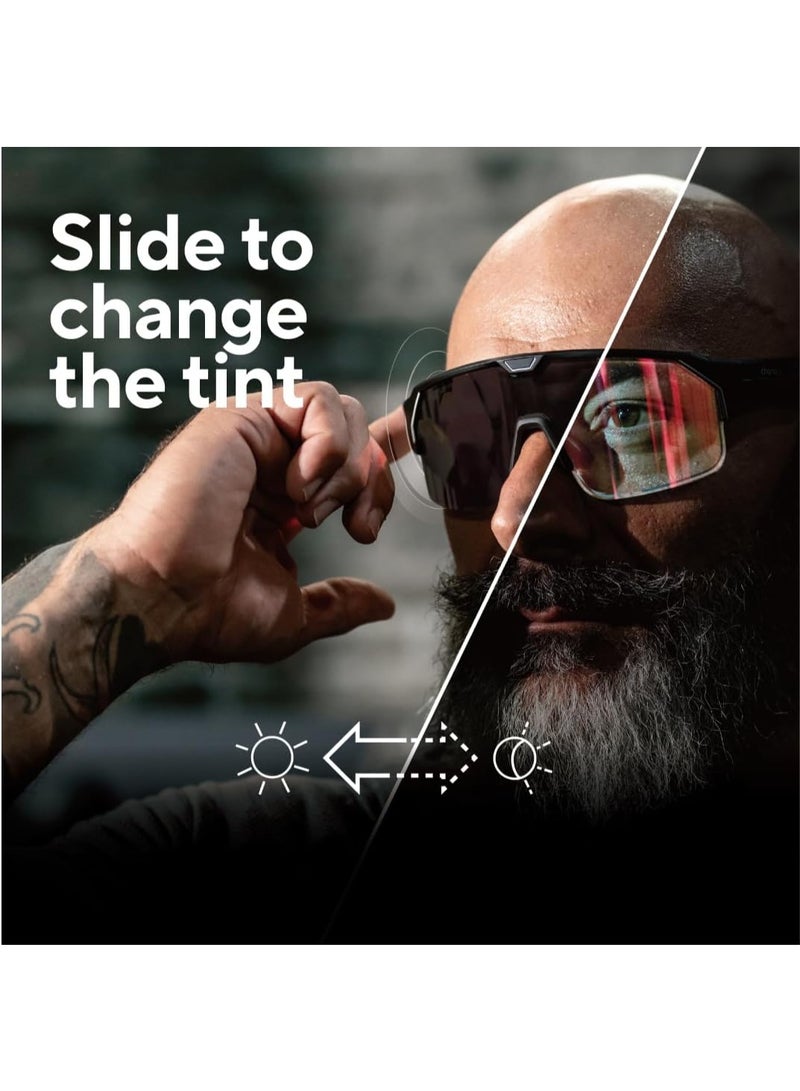 CHAMELO Music Shield Smart Audio Sunglasses – Matte Black Frame, Smoke Lenses | Open-Ear Bluetooth Glasses for Men & Women with Electronic Tint Control, Sweat Proof, Sports Eyewear, 100% UV Protection - Image 2