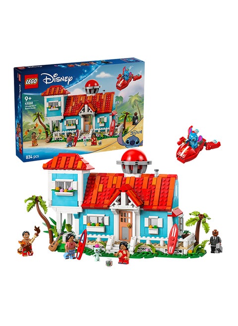 Disney Lilo and Stitch Beach House Building Toy Set with 6 Rooms, Rooftop Observatory, a Spaceship and 5 Minifigures - Birthday Gift for 9+ Year Old Girls, Boys & Fans - 43268 (834 pieces)