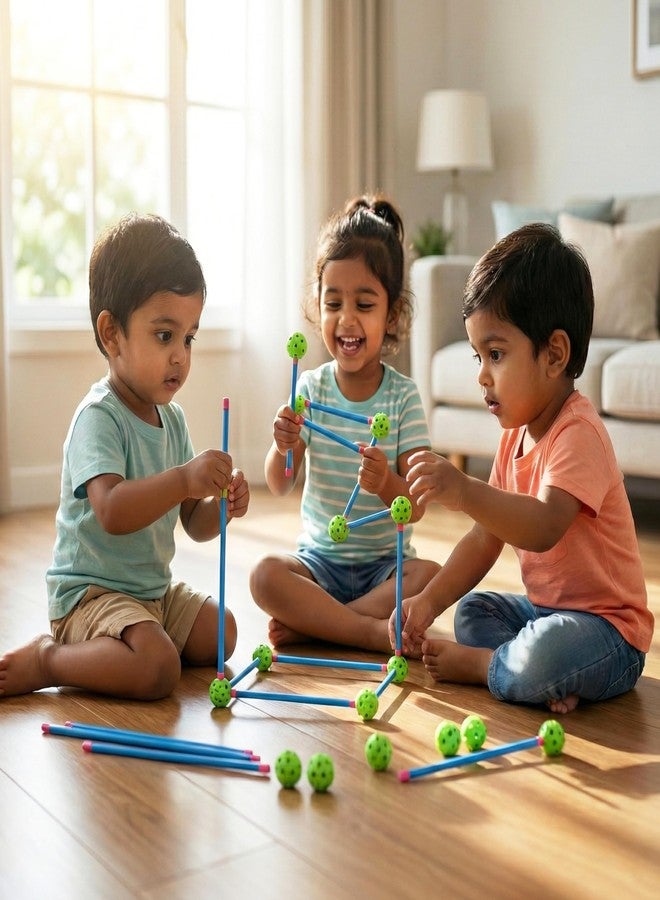 FLYI Build & Play Tent Toy for Kids, DIY Toys, Build Tent Construction Toy, Building Kit for Kids, Activity Toy, Indoor & Outdoor Toys (52 Sticks, 26 Balls & 104 Snaps) - Image 2