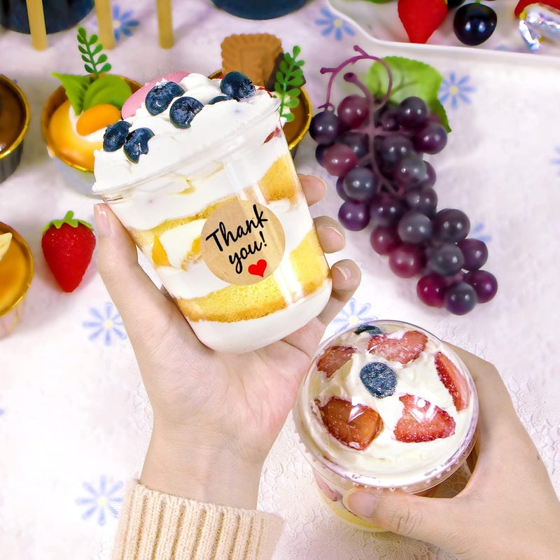 SUREHOME Plastic Dessert Cups, 12 Oz Clear Plastic Cups With Lids, Disposable Party Cups With Dome Lids (With Straw Hole), 50 Pack Crystal Clear Parfait Cups For Drinks Cupcake Pudding Fruit Ice Cream Favors - Image 2