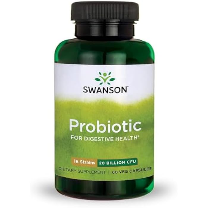 Swanson Probiotic for Digestive Health GI Tract Immune Support Travelers Support 20 Billion CFU with Prebiotic FOS 60 Veggie Capsules (Caps) - Image 1