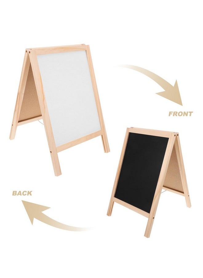 Toyvian Toyvian Standing Art Easel for Kids - Double-Sided Wooden Blackboard, Magnetic Whiteboard, Foldable Hanging Board for Kids Crafts, Notes, Wedding Signs(15.74 X 9.84 in)  - Image 4
