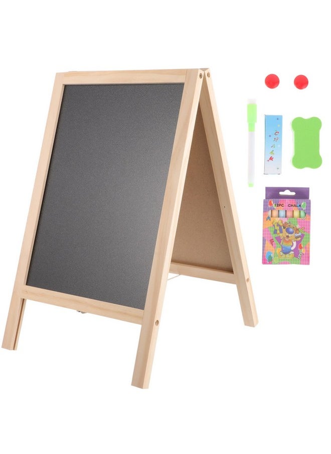 Toyvian Toyvian Standing Art Easel for Kids - Double-Sided Wooden Blackboard, Magnetic Whiteboard, Foldable Hanging Board for Kids Crafts, Notes, Wedding Signs(15.74 X 9.84 in)  - Image 1