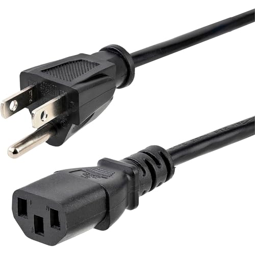 StarTech كابل طاقة الكمبيوتر StarTech.com بطول 12 قدم (3.6 متر) ، NEMA 5-15P إلى C13 ، 10A 125V ، 18AWG ، كابل طاقة بديل باللون الأسود ، كابل طاقة للطابعة ، كابل إمداد الطاقة للكمبيوتر الشخصي ، كابل طاقة الشاشة - مدرج في UL (PXT10112) - Image 1