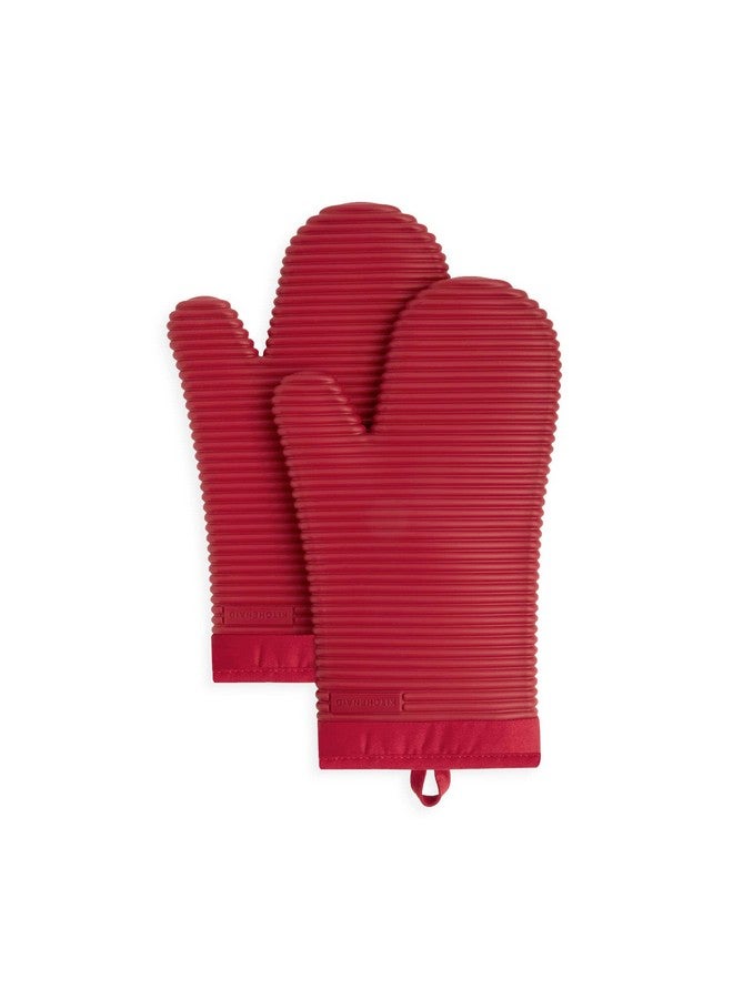 KitchenAid Ribbed Soft Silicone Oven Mitt Set, 7.5"x13", Passion Red 2 Count, O2013117TDKA 600 - Image 1