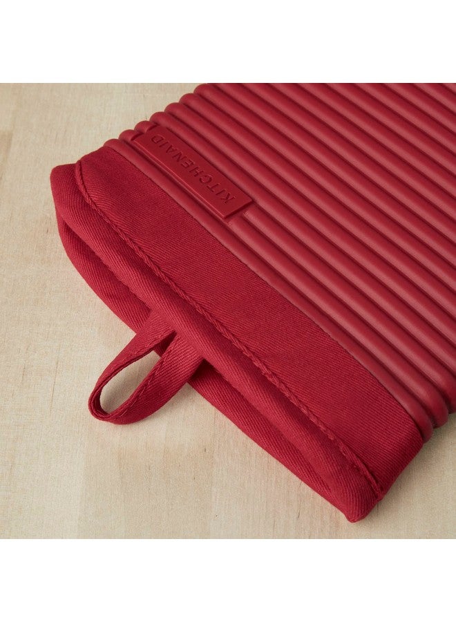 KitchenAid Ribbed Soft Silicone Oven Mitt Set, 7.5"x13", Passion Red 2 Count, O2013117TDKA 600 - Image 2