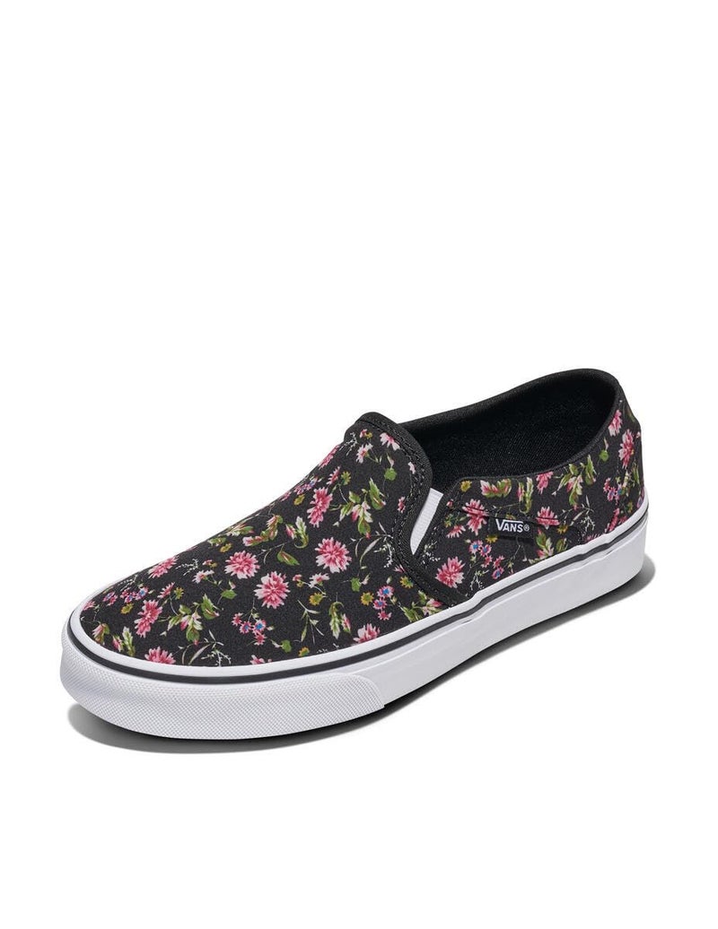 Vans Women's Asher Slip-On Shoe | Comfortable Sneakers for Walking, Fashion & Everyday Wear, Dark Floral Black, 8.5