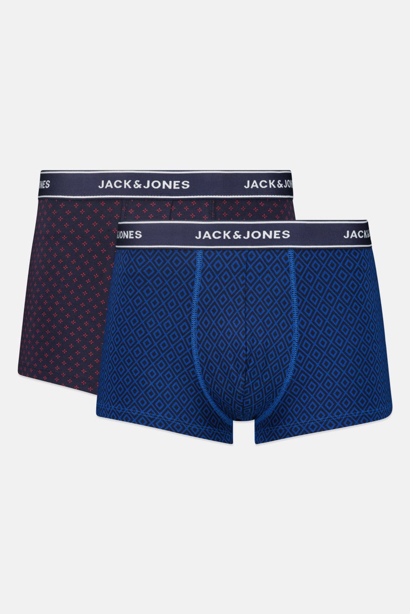 Jack Jones Men 2 Pack Brand Logo Boxer Trunks, Multicolor - Image 1
