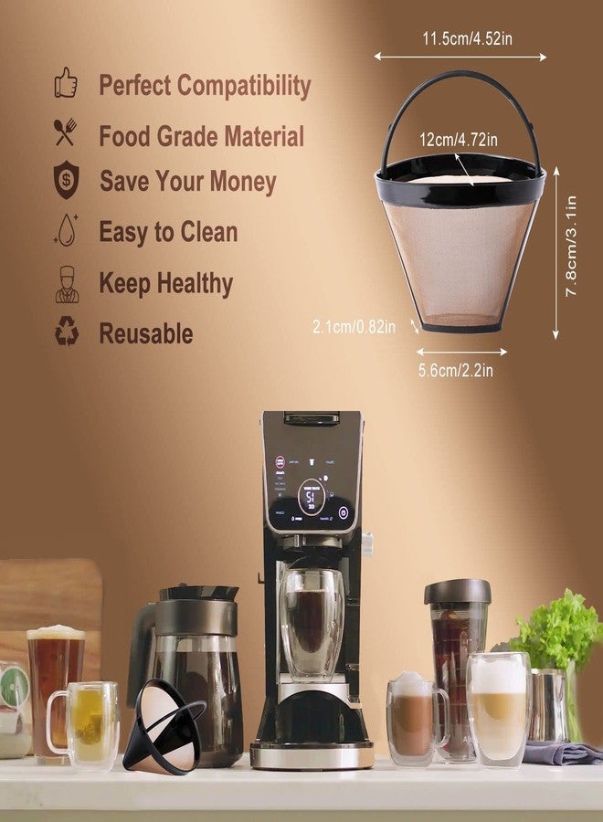 KEEPOW Reusable Cone Coffee Filters #4, 2-Pack 8-12 Cup Gold Permanent Coffee Filter Basket for Cuisinart/Ninja Dual Brew Pro CFP301/ Hamilton Beach, Size 04 Pour Over Coffee-maker Dripper Accessories - Image 2