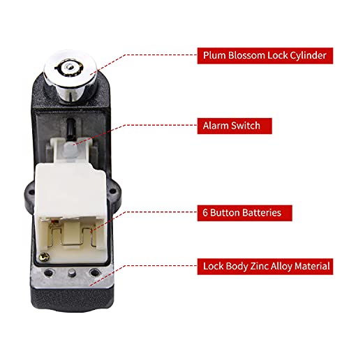 Ruby Q Alarm Disc Lock Set, 2pcs Brake Lock, Anti-Theft Waterproof 110 dB 7mm Pin 5ft Reminder Cable for Motorcycles Bike Scooter Carry Pouch - Image 3
