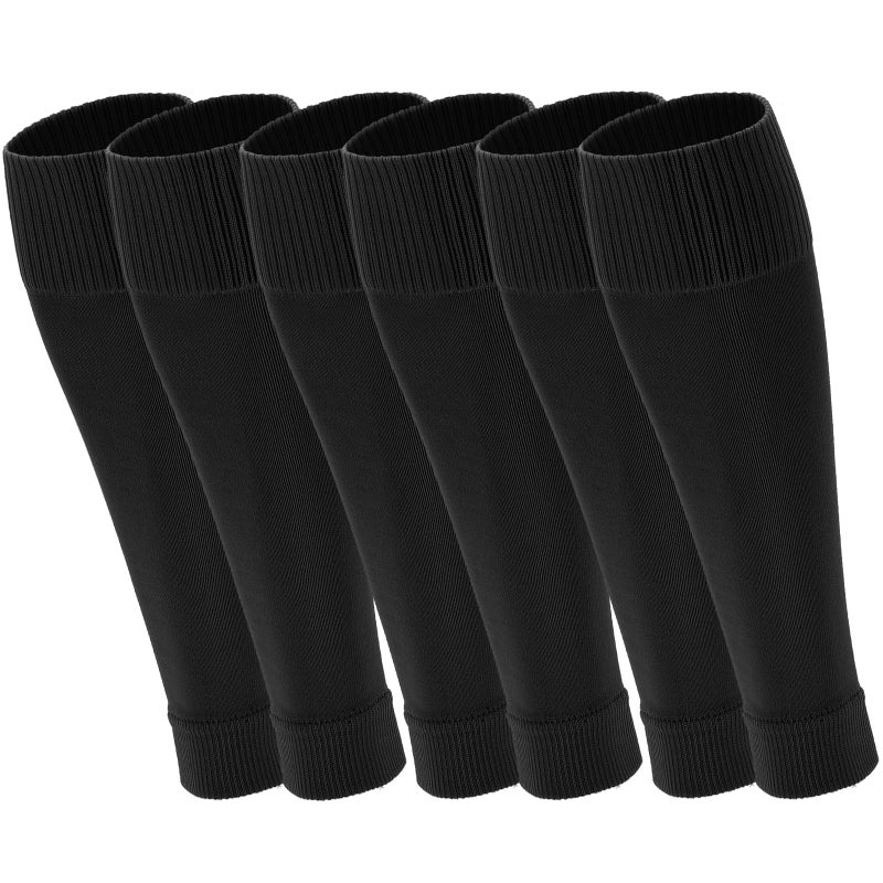 Ultrafun 3 Pairs Leg Sleeves, Pre-cut Soccer Sleeves Compatible with Grip Socks, Shin Guards Sleeves for Soccer, Football, Basketball, Rugby (Black, L) - Image 1