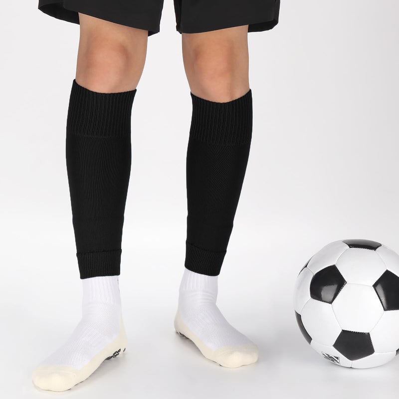 Ultrafun 3 Pairs Leg Sleeves, Pre-cut Soccer Sleeves Compatible with Grip Socks, Shin Guards Sleeves for Soccer, Football, Basketball, Rugby (Black, L) - Image 3