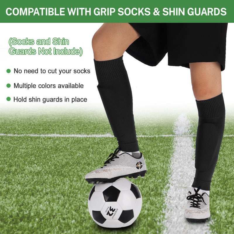 Ultrafun 3 Pairs Leg Sleeves, Pre-cut Soccer Sleeves Compatible with Grip Socks, Shin Guards Sleeves for Soccer, Football, Basketball, Rugby (Black, L) - Image 4