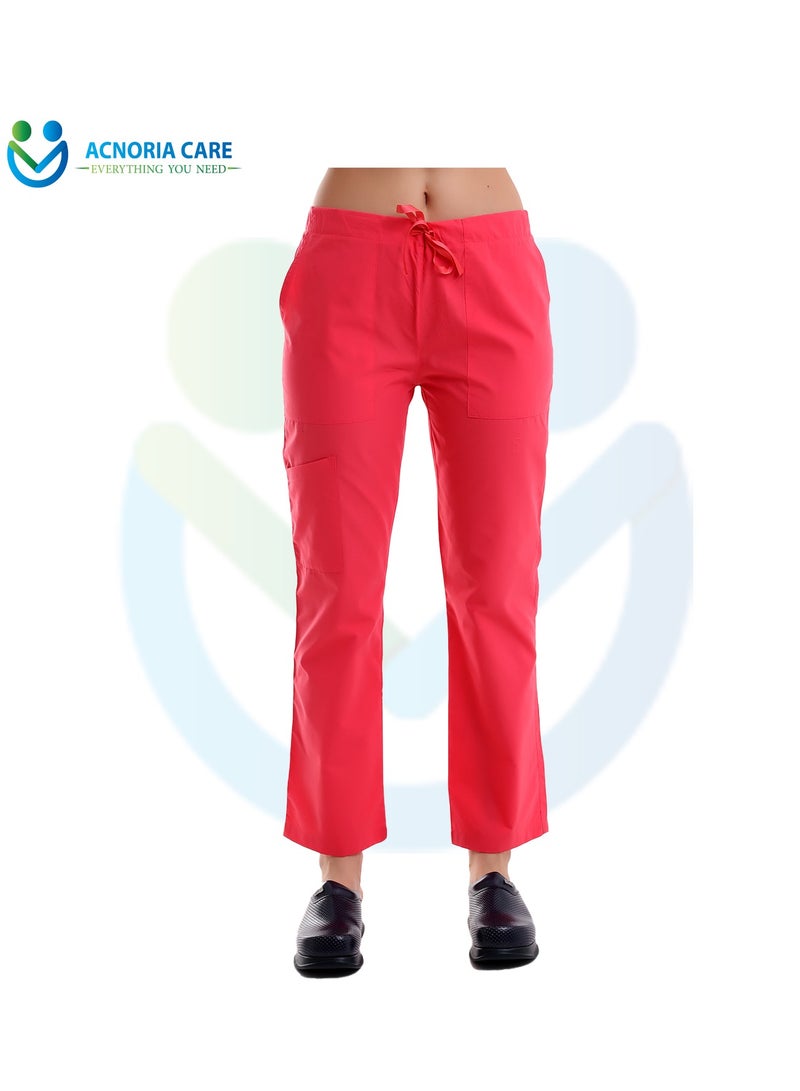 اكنوريا كير سكراب طبي نسائي مكون من قطعتين بلوزة وسروال 35% قطن و65% بوليستر لون احمر- مقاس M- من اكنوريا كير - Image 2