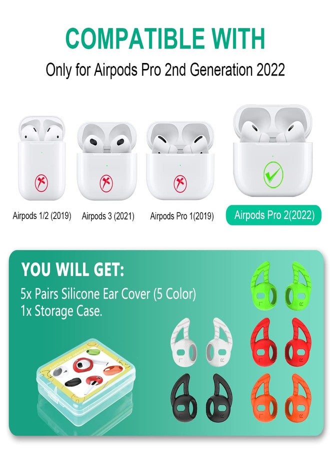 TOLUOHU [5 Pairs] Silicone Ear Hooks for AirPods Pro 2, Ear Hook Anti Slip AirPods Pro 2 Accessories Compatible with AirPods Pro 2nd Generation (2022) - NOT Fit in Case - Image 2