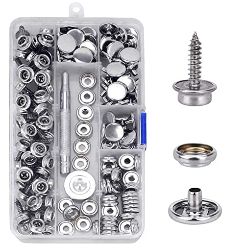 CENOZ 150 PCS Canvas Snap Kit Tool, Metal Screws Snaps Marine Grade 3/8" Socket Stainless Steel Boat Canvas Snaps with 2 PCS Setting Tool for Boat Cover Furniture (150 PCS) - Image 1