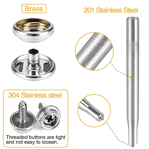 CENOZ 150 PCS Canvas Snap Kit Tool, Metal Screws Snaps Marine Grade 3/8" Socket Stainless Steel Boat Canvas Snaps with 2 PCS Setting Tool for Boat Cover Furniture (150 PCS) - Image 5