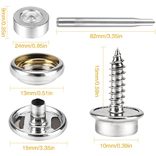 CENOZ 150 PCS Canvas Snap Kit Tool, Metal Screws Snaps Marine Grade 3/8" Socket Stainless Steel Boat Canvas Snaps with 2 PCS Setting Tool for Boat Cover Furniture (150 PCS) - Image 3