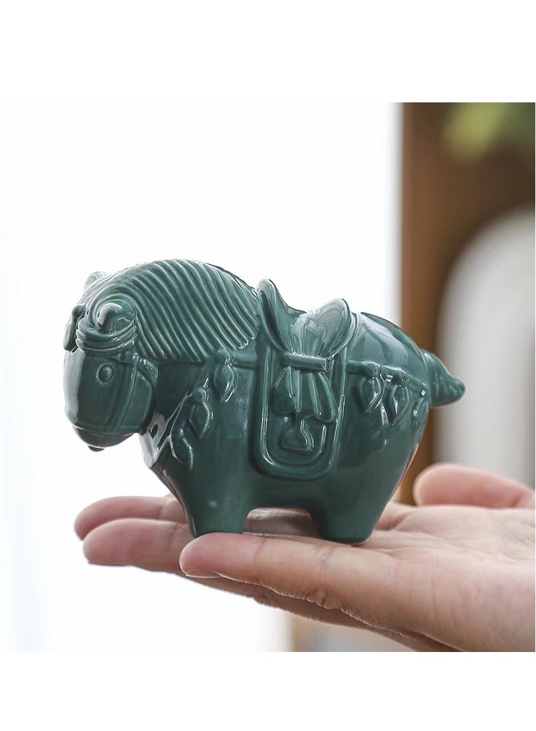 1pc Ornaments Tearoom Artware Horse Adornment Tearoom Decor Tea Pet Ornament Tea Pet Adornment Ceramic Decoration Horse Ornament Tea House Ornament Ceramic Tea Pet Tabletop Decoration（green）