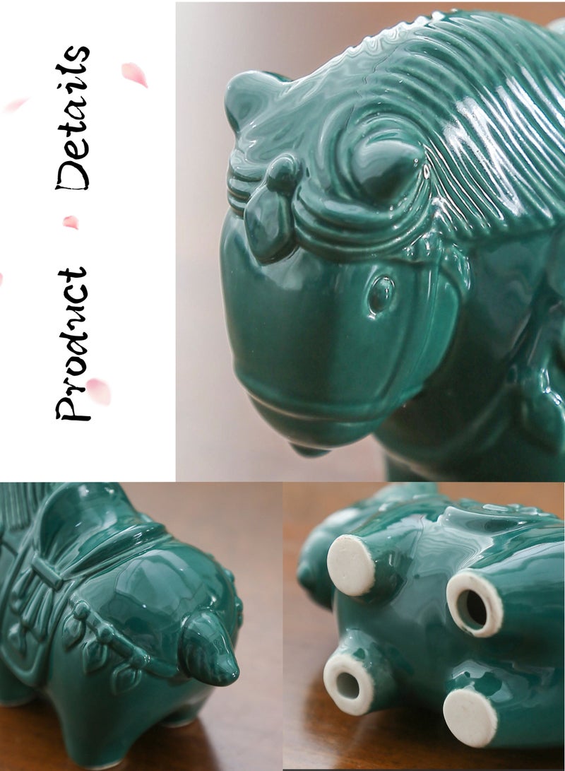 1pc Ornaments Tearoom Artware Horse Adornment Tearoom Decor Tea Pet Ornament Tea Pet Adornment Ceramic Decoration Horse Ornament Tea House Ornament Ceramic Tea Pet Tabletop Decoration（green）
