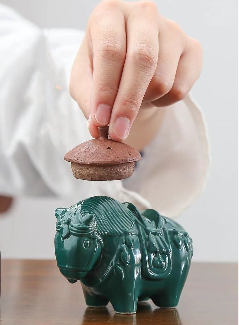 1pc Ornaments Tearoom Artware Horse Adornment Tearoom Decor Tea Pet Ornament Tea Pet Adornment Ceramic Decoration Horse Ornament Tea House Ornament Ceramic Tea Pet Tabletop Decoration（green）