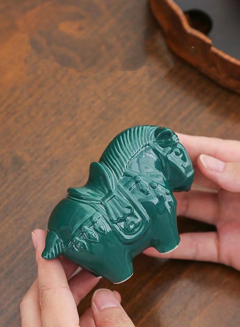 1pc Ornaments Tearoom Artware Horse Adornment Tearoom Decor Tea Pet Ornament Tea Pet Adornment Ceramic Decoration Horse Ornament Tea House Ornament Ceramic Tea Pet Tabletop Decoration（green）
