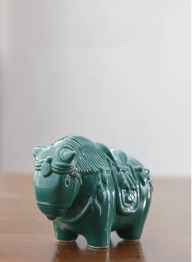 1pc Ornaments Tearoom Artware Horse Adornment Tearoom Decor Tea Pet Ornament Tea Pet Adornment Ceramic Decoration Horse Ornament Tea House Ornament Ceramic Tea Pet Tabletop Decoration（green）