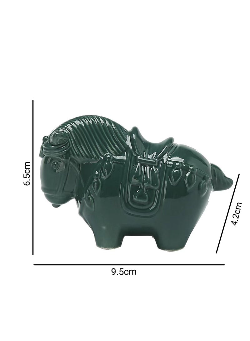 1pc Ornaments Tearoom Artware Horse Adornment Tearoom Decor Tea Pet Ornament Tea Pet Adornment Ceramic Decoration Horse Ornament Tea House Ornament Ceramic Tea Pet Tabletop Decoration（green）
