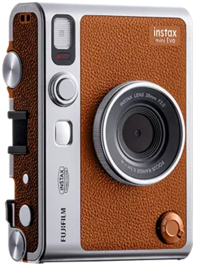 Instax Fujifilm instax mini Evo Instant Film Camera - Brown + Mini Film 10 Pack - Image 2