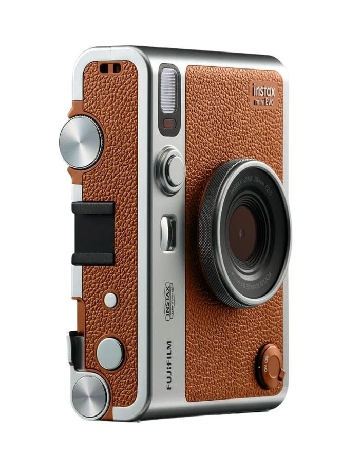 Instax Fujifilm instax mini Evo Instant Film Camera - Brown + Mini Film 10 Pack - Image 3