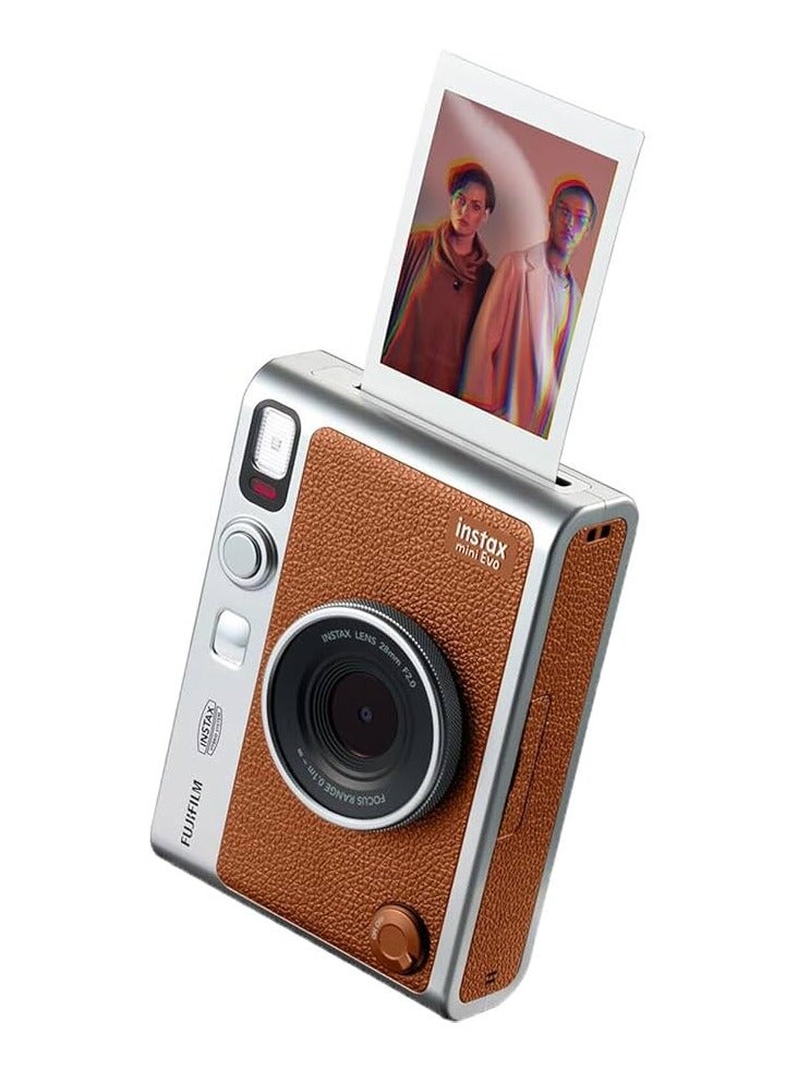Instax Fujifilm instax mini Evo Instant Film Camera - Brown + Mini Film 10 Pack - Image 5