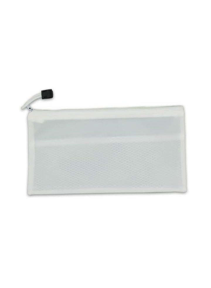 مقلمة شفافة مقاومة للماء بسحاب – شبك أبيض – مقاس A6 – S-1001 - Image 2