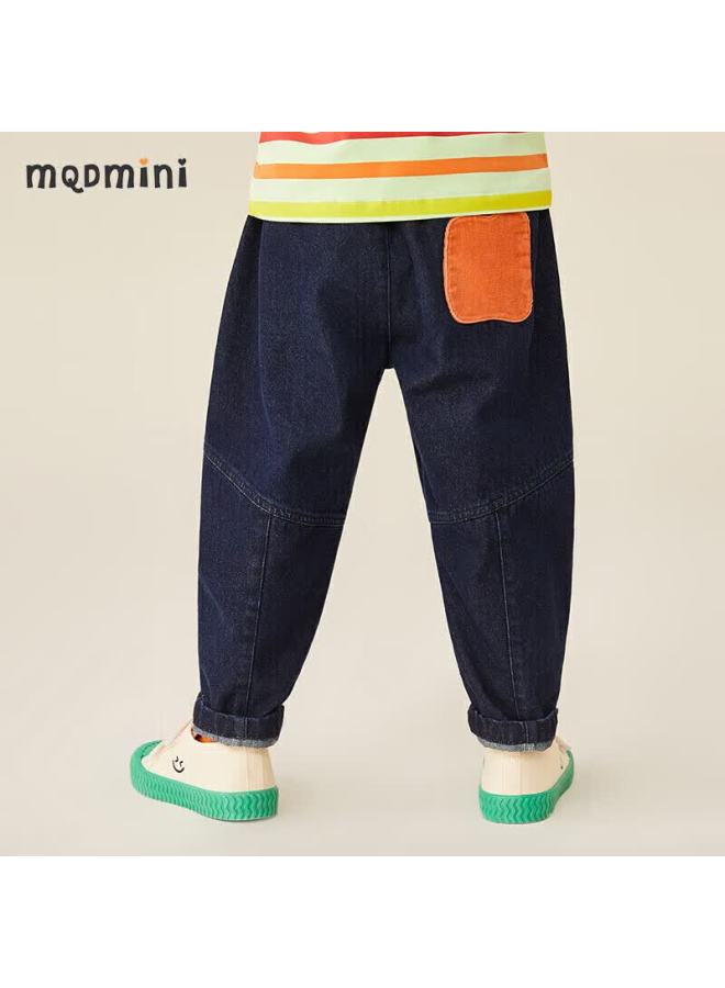 Mqdmini Children's Denim Jeans, Boys' Pants, Curved Knife Pants, Fashion Casual Trousers For Young Kids, Apple Denim - Image 2