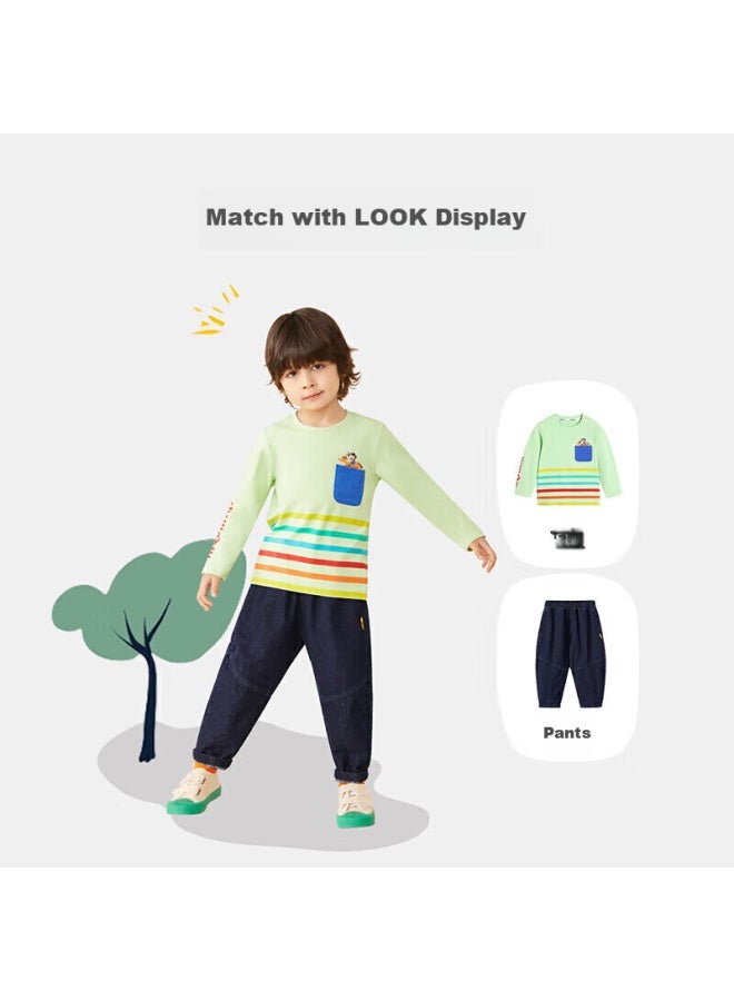 Mqdmini Children's Denim Jeans, Boys' Pants, Curved Knife Pants, Fashion Casual Trousers For Young Kids, Apple Denim - Image 4