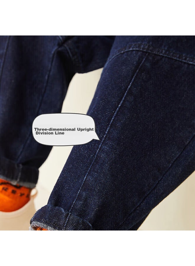 Mqdmini Children's Denim Jeans, Boys' Pants, Curved Knife Pants, Fashion Casual Trousers For Young Kids, Apple Denim - Image 3