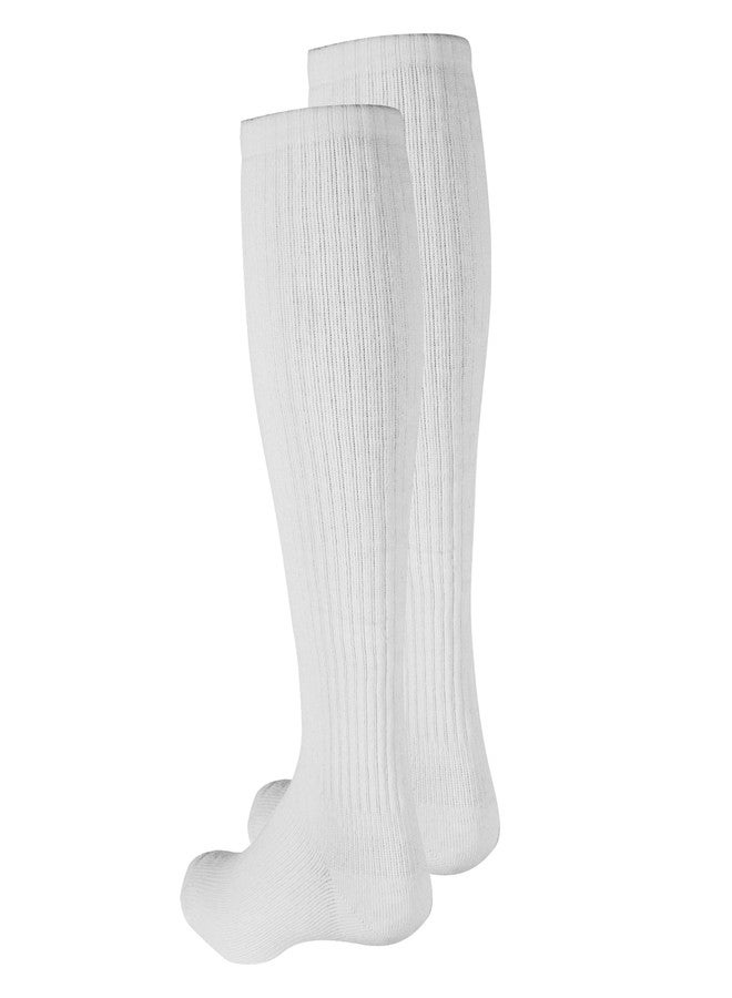 NuVein Compression Socks, 8-15 mmHg Support for Men, Padded Cushion Foot, Knee High, Closed Toe, White, Medium - Image 3