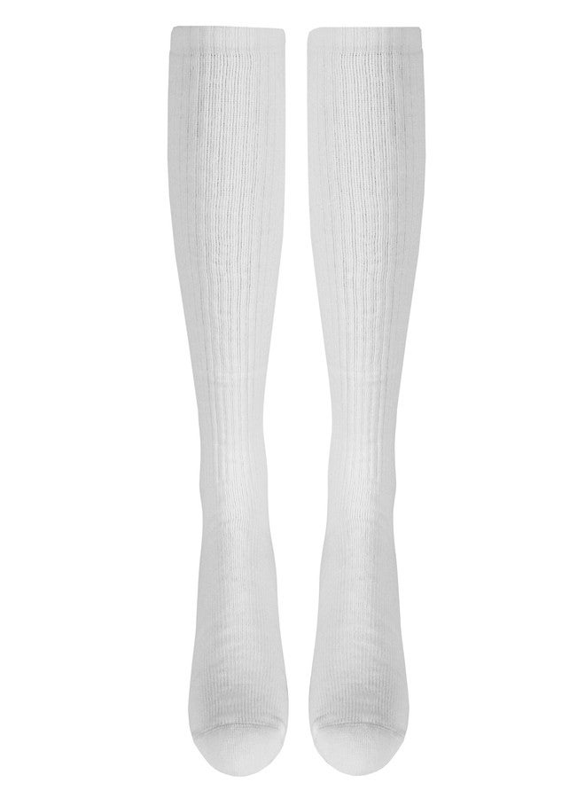 NuVein Compression Socks, 8-15 mmHg Support for Men, Padded Cushion Foot, Knee High, Closed Toe, White, Medium - Image 1