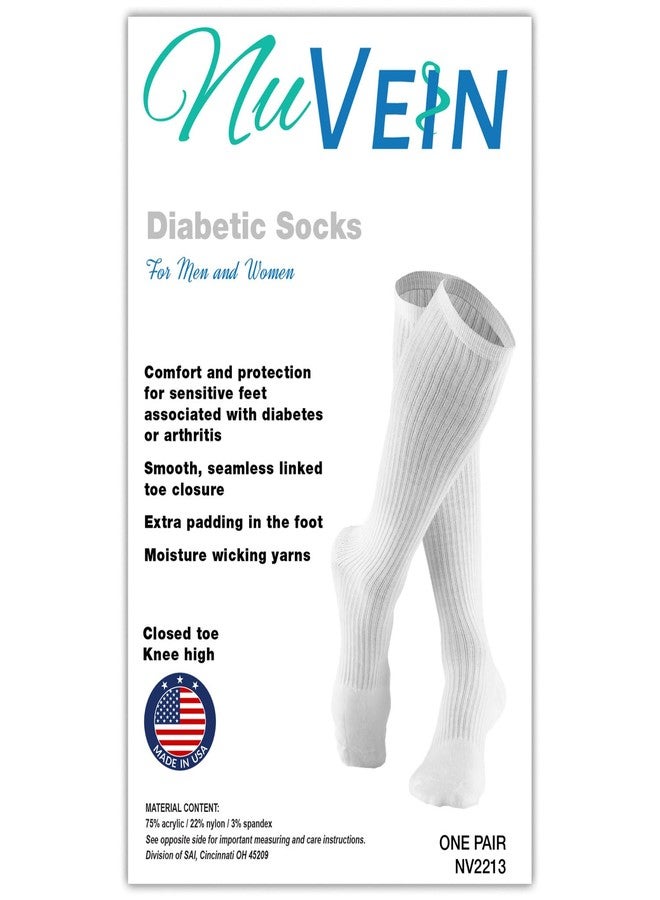 NuVein Compression Socks, 8-15 mmHg Support for Men, Padded Cushion Foot, Knee High, Closed Toe, White, Medium - Image 4