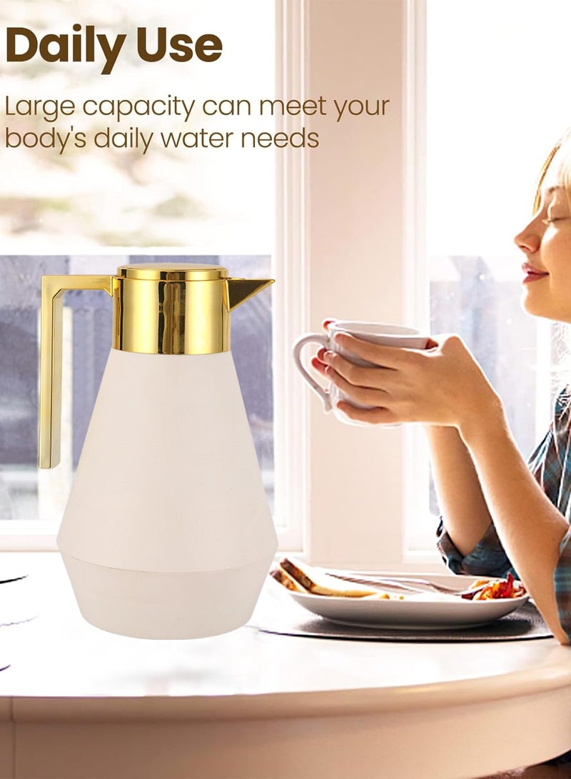 فيزما ماكينة صنع قهوة سعة لتر واحد، مكونة من قطعتين، معزولة بالفراغ، مزودة ببطانة زجاجية للقهوة والماء الساخن والشاي والمشروبات الساخنة - ساخنة لمدة 24 ساعة/باردة لمدة 36 ساعة (أبيض) - Image 5