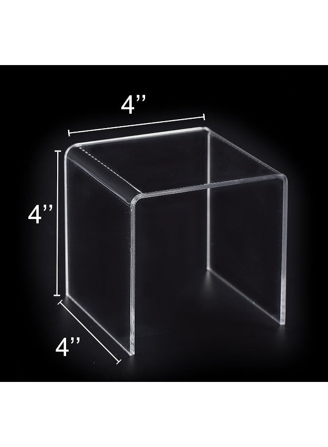 Jusalpha 8 PC 4 Clear Acrylic Risers Acrylic Display Risers Shelf Showcase Fixtures for Jewelry Display Stand for Amiibo Funko POP Figures Cupcakes Food Display Cabinet Lot of 8 4x4x4 Inches - Image 4