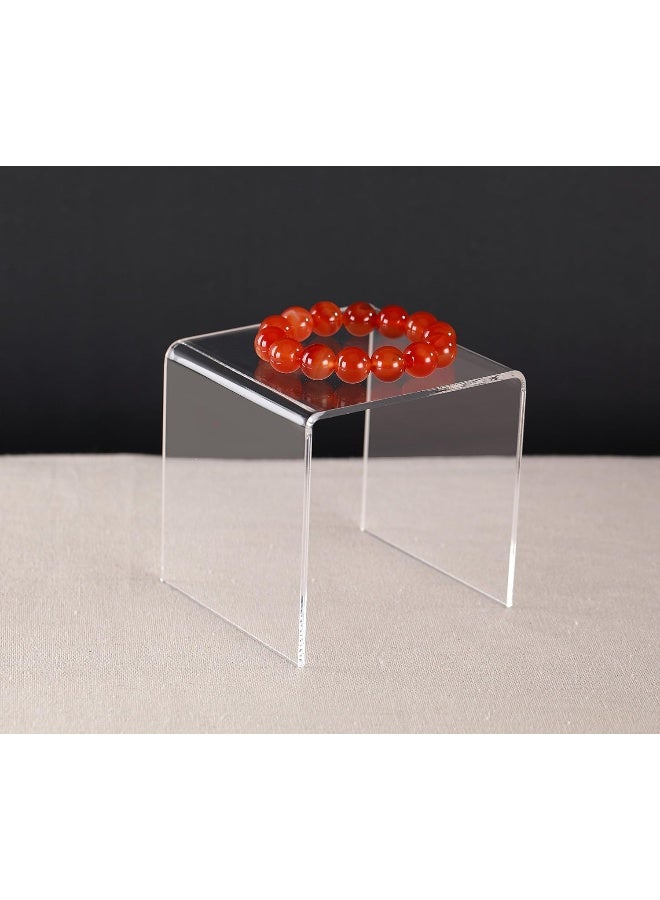 Jusalpha 8 PC 4 Clear Acrylic Risers Acrylic Display Risers Shelf Showcase Fixtures for Jewelry Display Stand for Amiibo Funko POP Figures Cupcakes Food Display Cabinet Lot of 8 4x4x4 Inches - Image 2